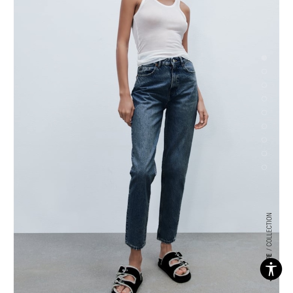 Zara classic mom fit jeans size 4 - midnight navy wash